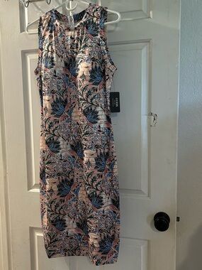 Guess Floral Sleeveless Shift Dress in Blush Pink and Navy